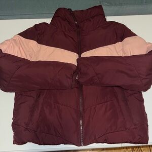 Abercrombie & Fitch Women's Burgundy and Pink Puffer Jacket